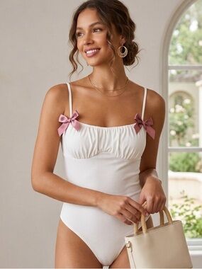 Intimately Free People NWT Romantic Coquette Bodysuit with Satin Bows Size XS